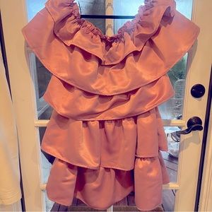 Pink Ruffle off shoulder dress